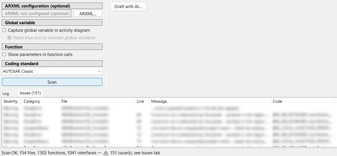 Issues tab of the scan